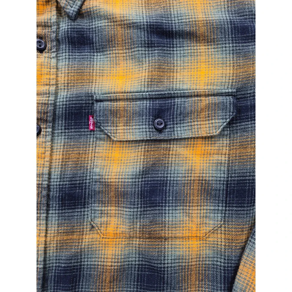 Levi's Relaxed Fit Flannel Shirt Men's 3XL Yellow Green Plaid Cotton 19587